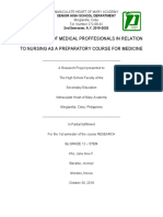 Perceptions of Medical Proffesionals in Relation To Nursing As A Preparatory Course For Medicine