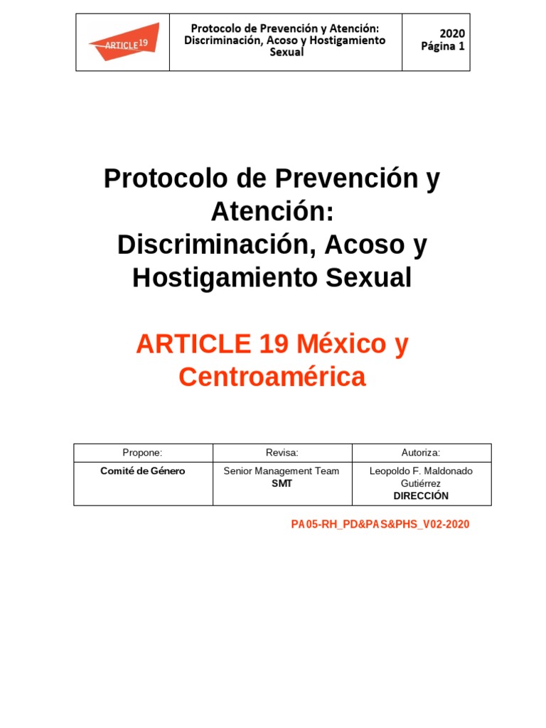 Protocolo de Prevención y Atención: Discriminación, Acoso y ...