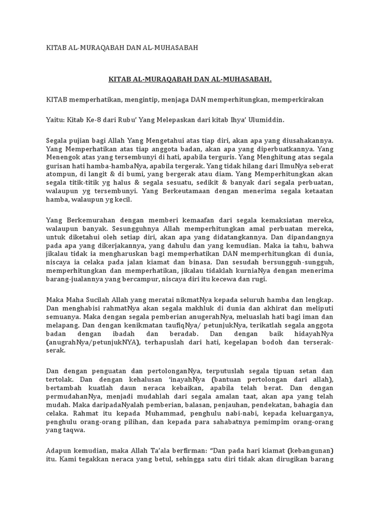 Kitab Al Muraqabah Dan Al Muhasabah Pdf