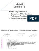 Sensitivity Functions: Comparing Filter Performance and Sensitivity Analysis