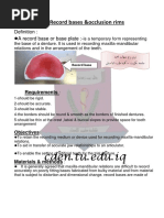Record Bases and Occlusal Rims | PDF | Dentures | Materials