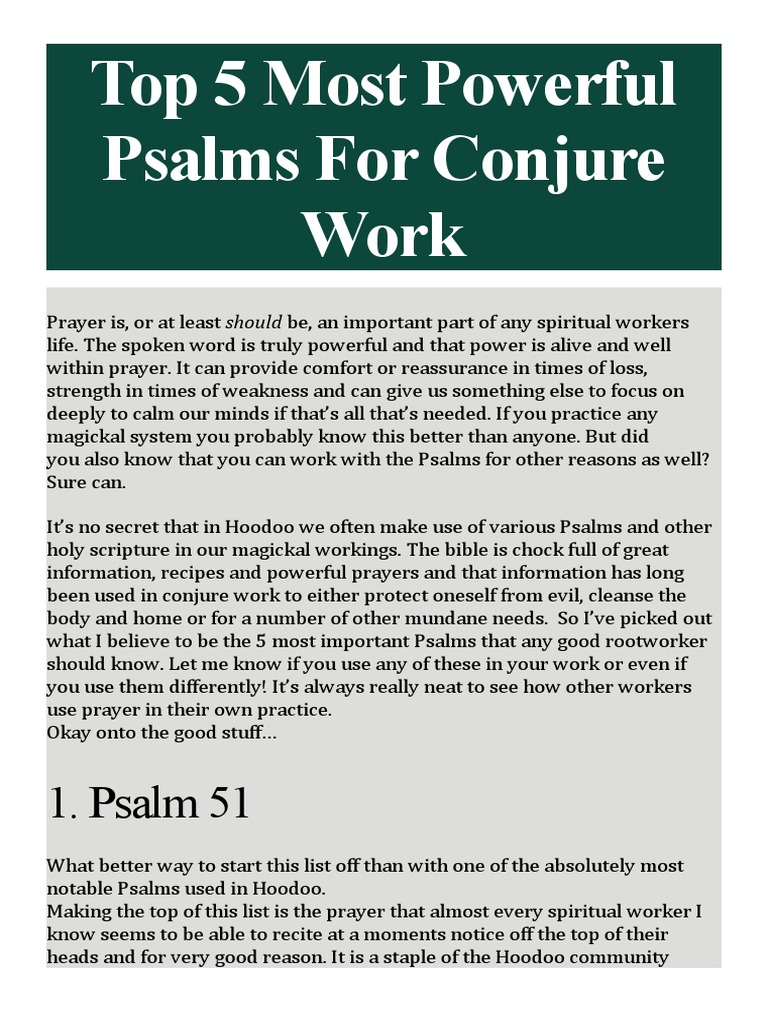Top 5 Most Powerful Psalms For Conjure Work | PDF | Psalms | Prayer