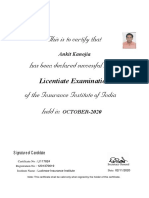 This Is To Certify That: Licentiate Examination