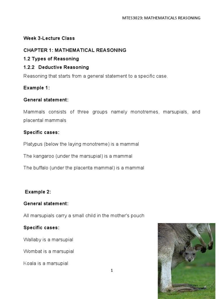 Week 3-Lecture Class Chapter 1: Mathematical Reasoning 1.2 Types of ...