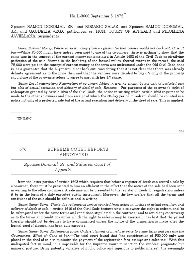 Analysis of a Legal Document Regarding a Case of Redemption of Property