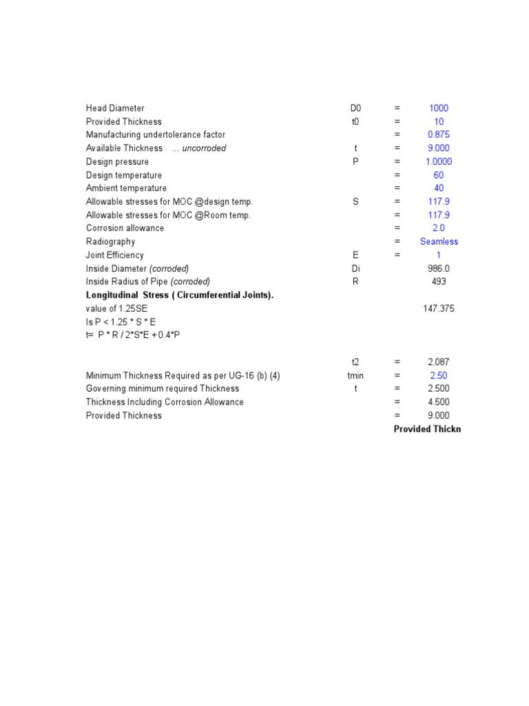 Head Thick Calculations | PDF