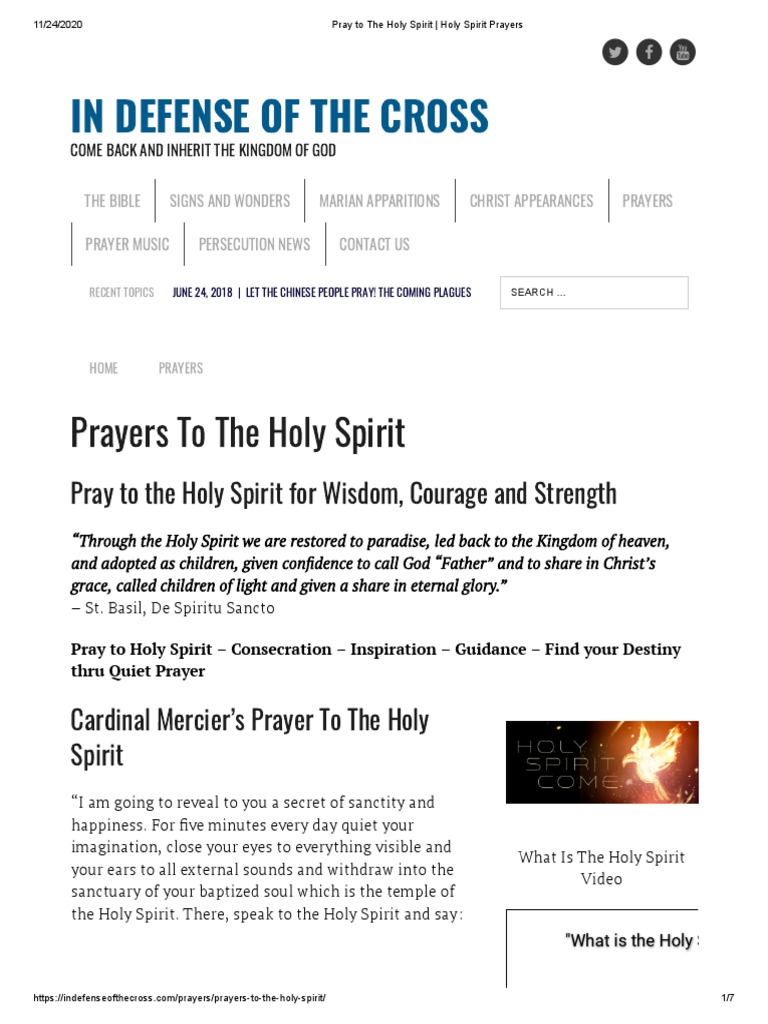 Pray To The Holy Spirit - Holy Spirit Prayers | PDF | God The Father ...