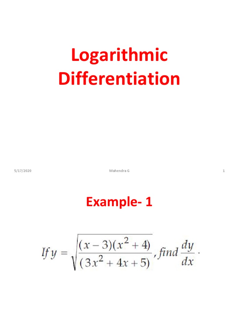 Logarithmic Differentiation Examples | PDF
