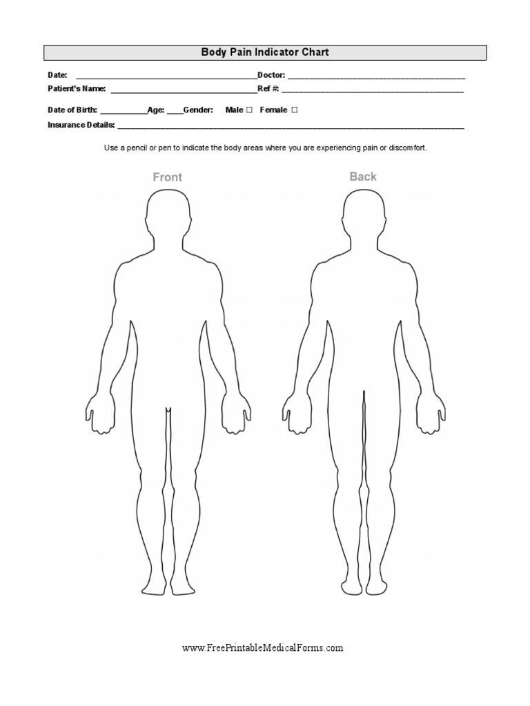 Body Pain Indicator Chart Template | PDF | Self-Improvement | Wellness