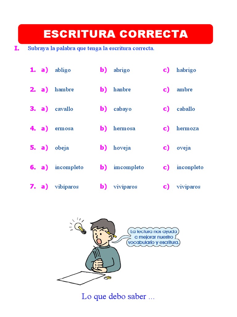 Escritura Correcta para Primer Grado de Primaria | PDF