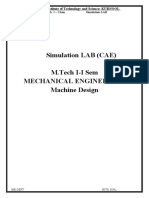 Simulation LAB (CAE) M.Tech I-I Sem Mechanical Engineering Machine Design