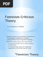 Feminism Criticism Theory: By: Siti Masintan (17320078)