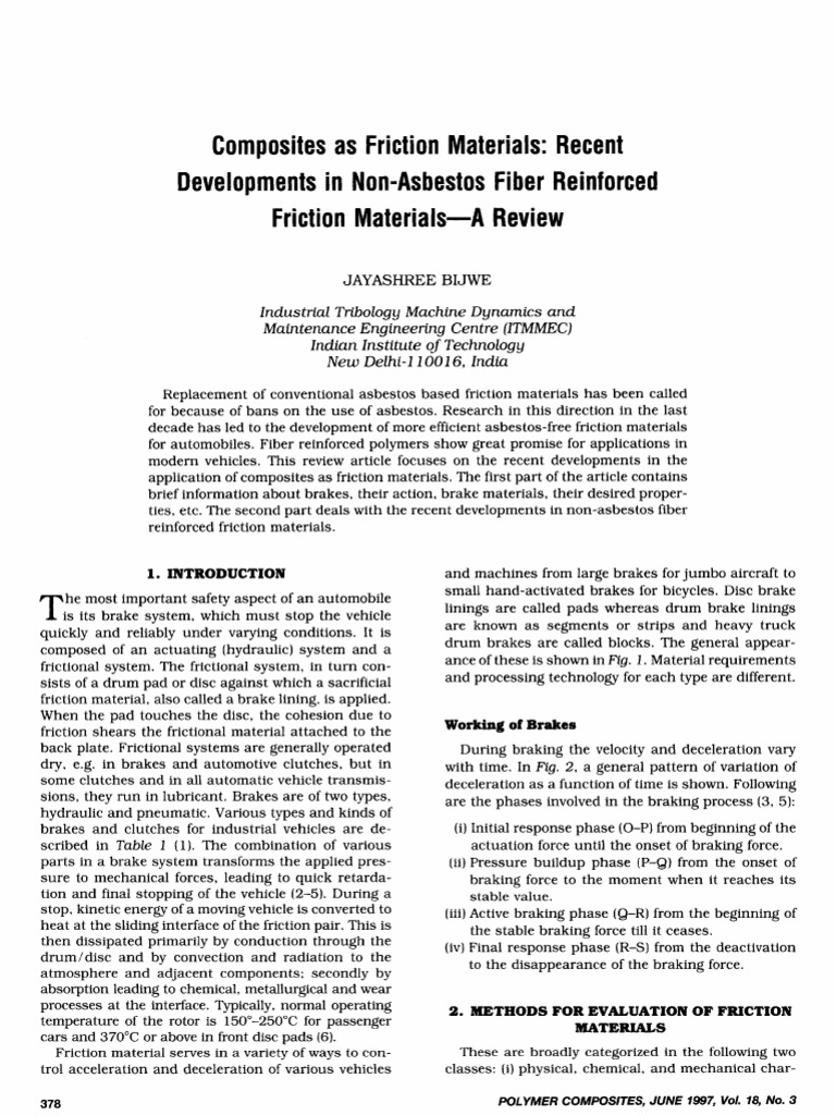 Advances in Composite Friction Materials | PDF | Composite Material | Wear