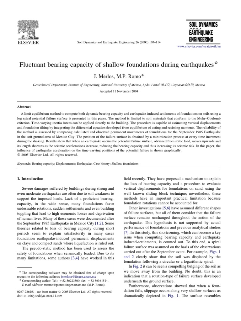 Earthquake Impact on Foundation Capacity | PDF | Earthquakes ...