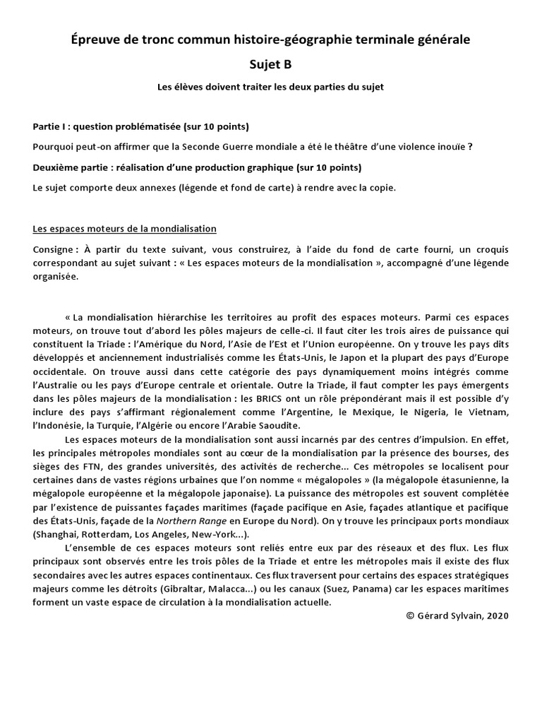Question Problématisée Histoire Corrigé Terminale Seconde Guerre Mondiale
