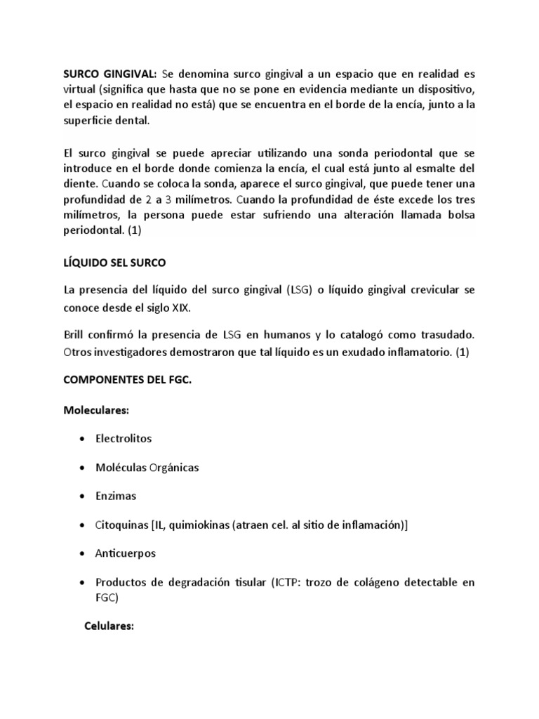 Surco Gingival PDF Inflamación Especialidades Medicas