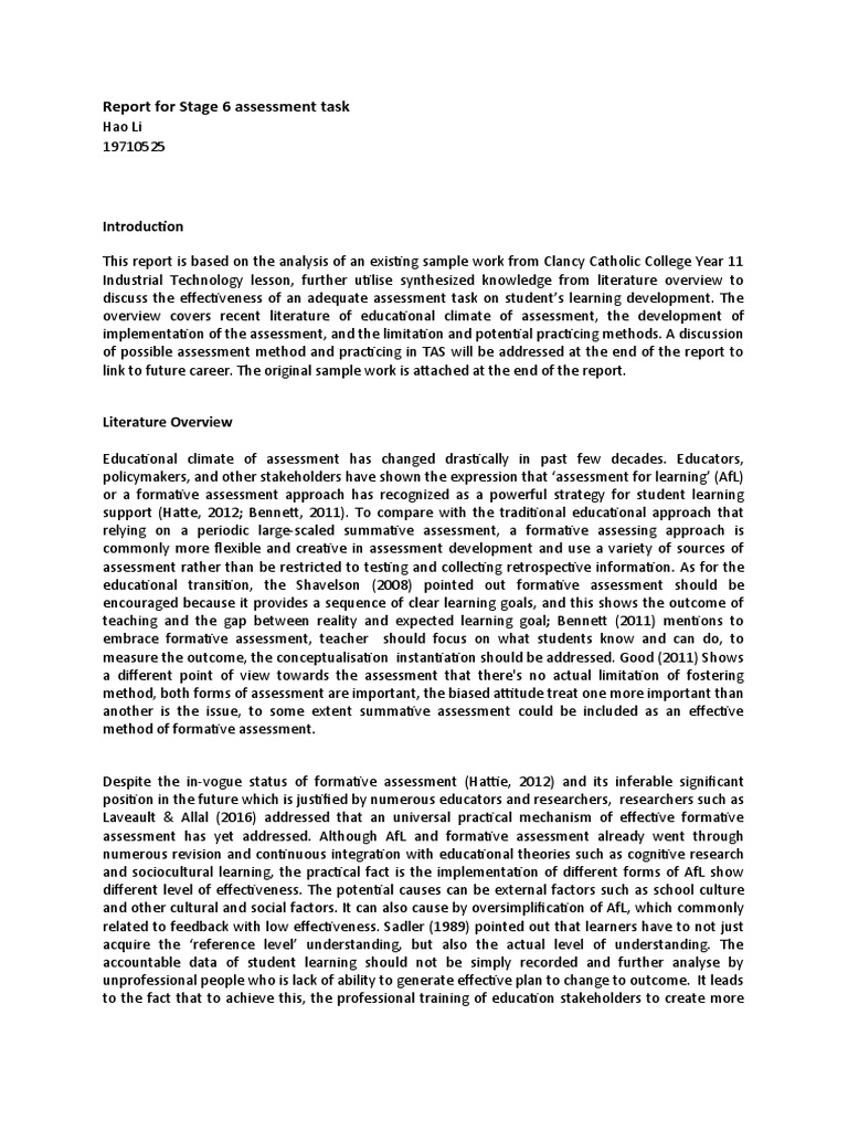 2b Report Hao Li 19710525 | PDF | Educational Assessment | Teachers