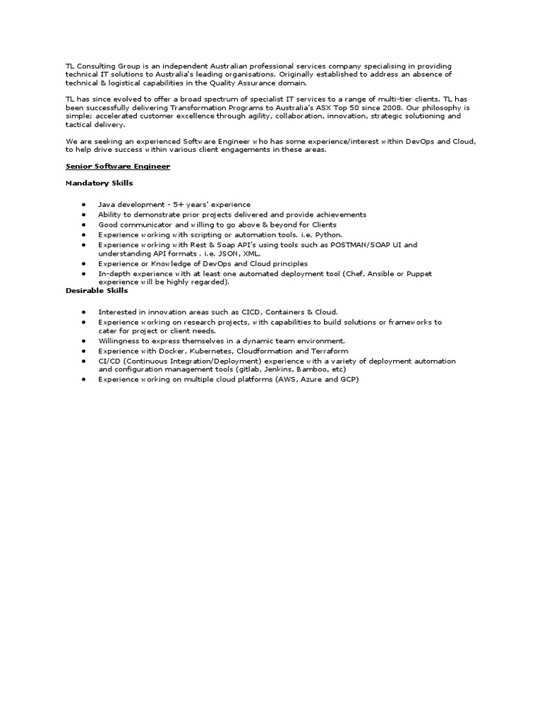 Senior Software Engineer Job in Australia | PDF | Business | Art