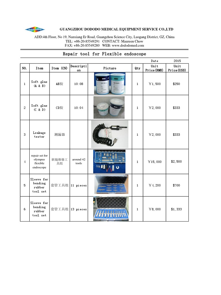 Flexible Endoscope Repair Tools List | PDF