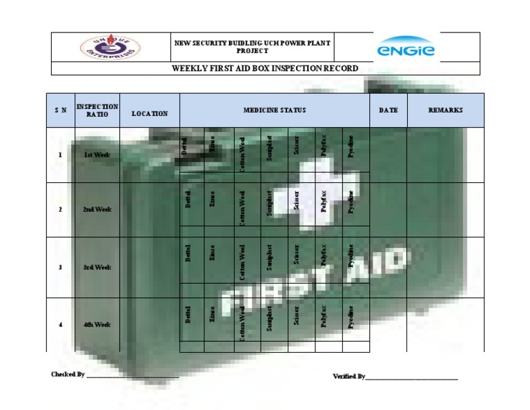 First Aid Box Checklist PDF Nature