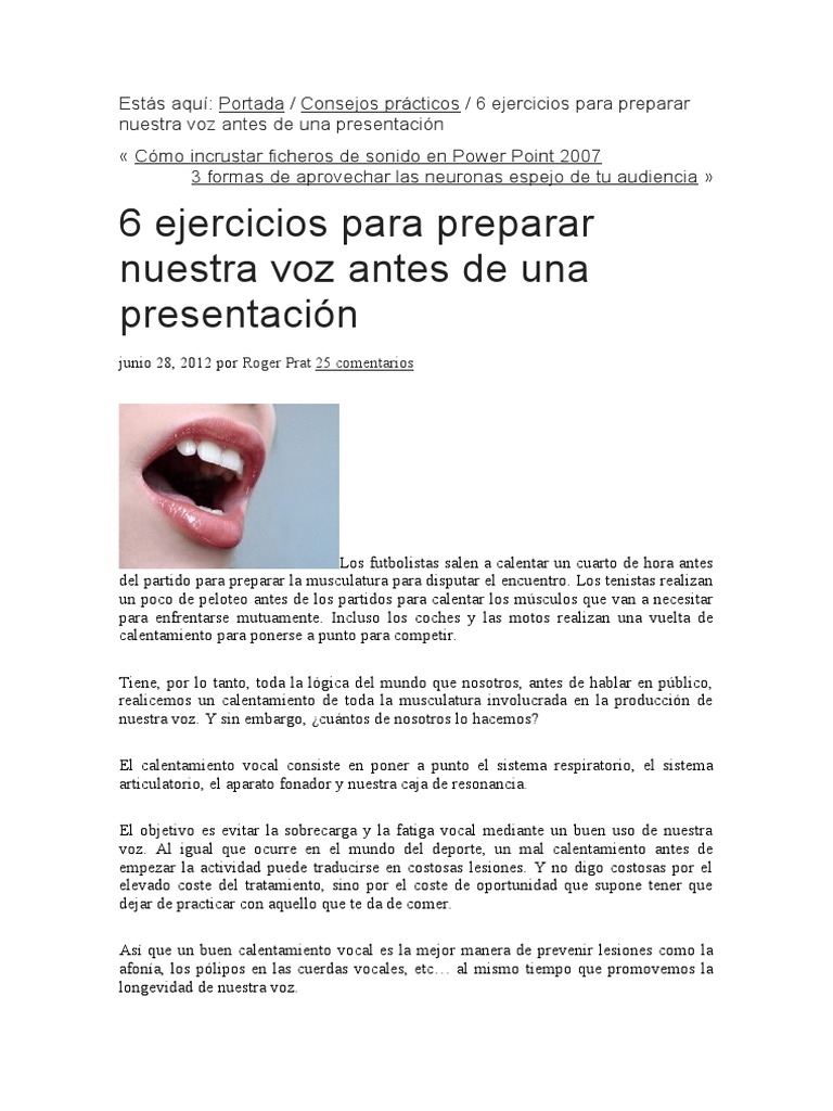 6 Ejercicios para Calentar la Voz | PDF | Entretenimiento (general)