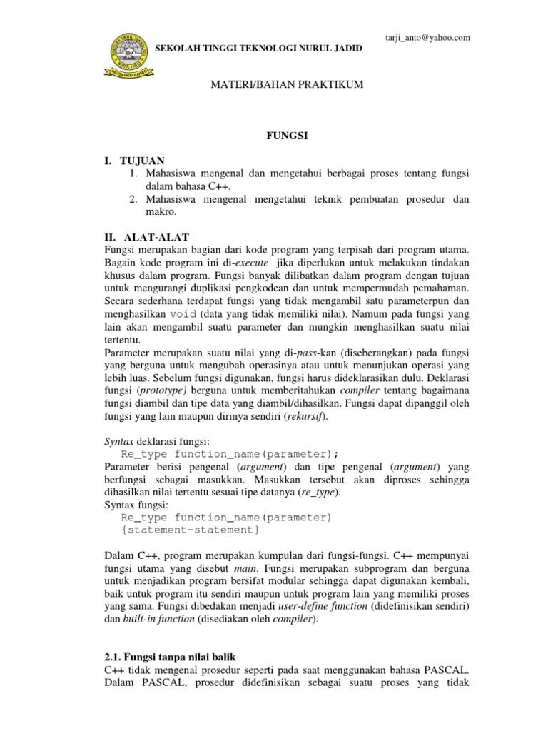 Fungsi dan Prosedur dalam C++ | PDF