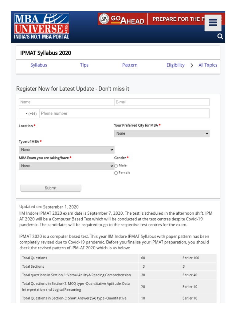 WWW Mbauniverse Com Bba Ipmat Syllabus | PDF | Test (Assessment ...