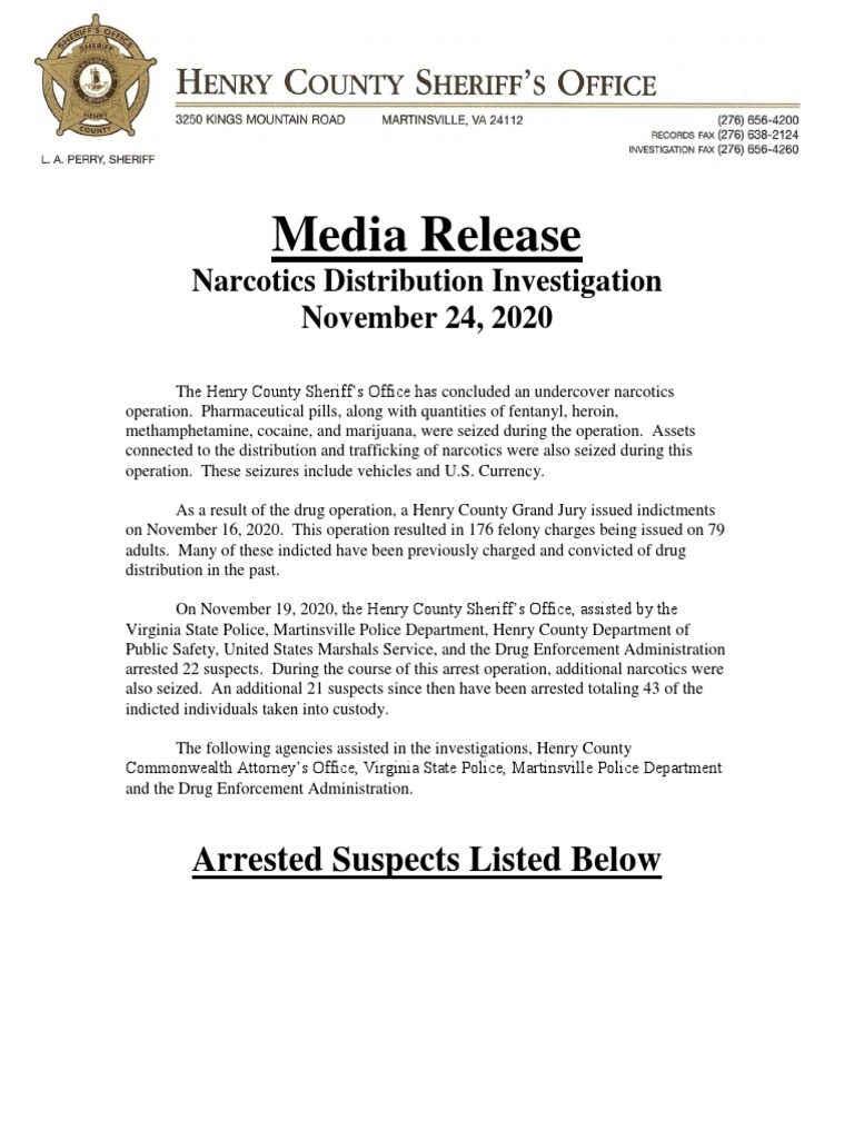 Henry County Drug Bust Results | PDF | Narcotic | Sheriffs In The ...