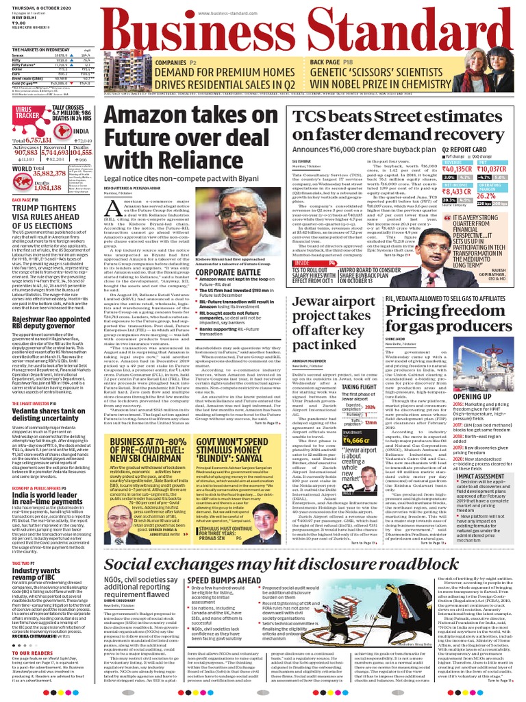 Amazon Takes On Future Over Deal With Reliance TCS Beats Street 