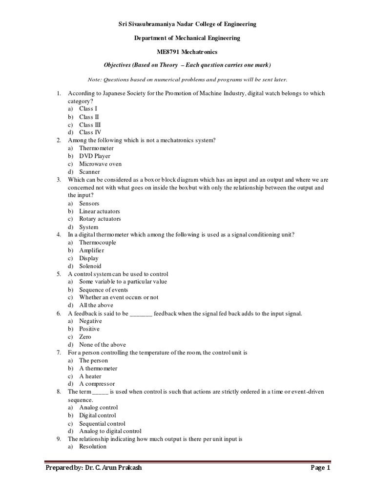 Objectives (Based On Theory Each Que Stion Carries One Mark