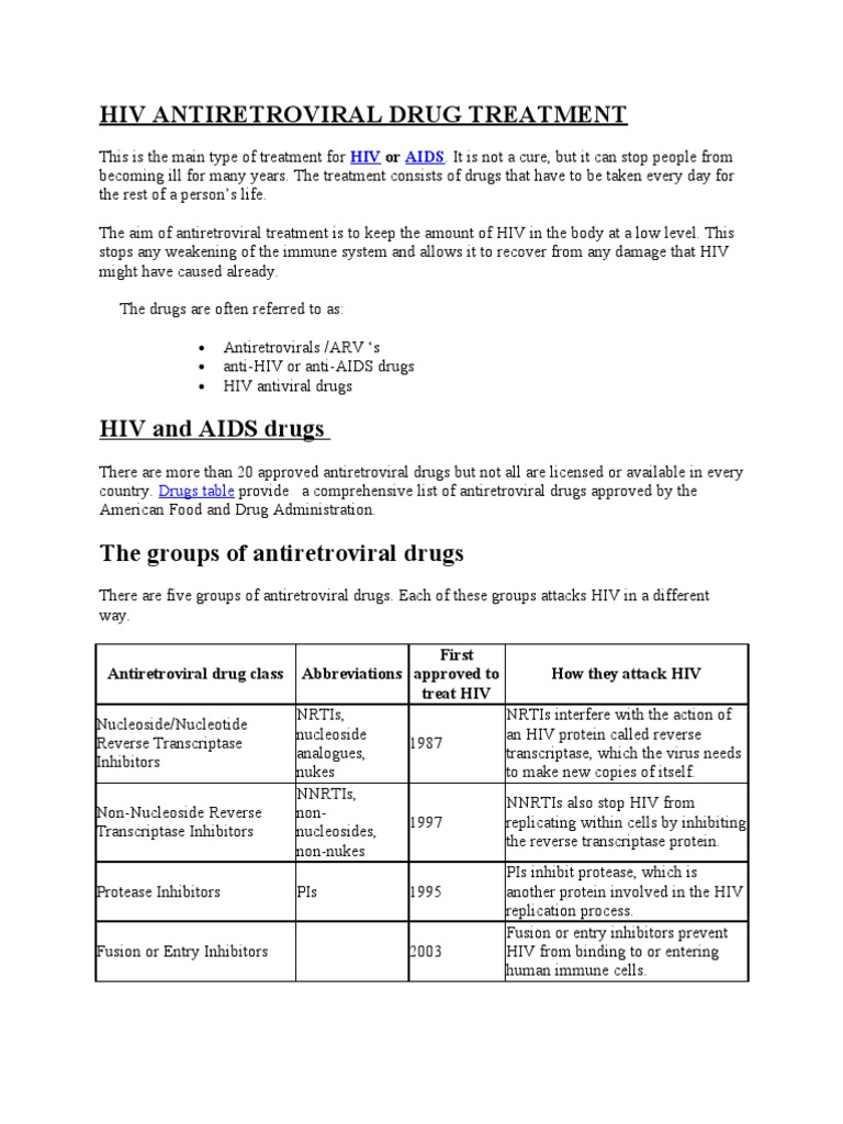 What Is HIV Antiretroviral Drug Treatment | PDF | Management Of Hiv ...