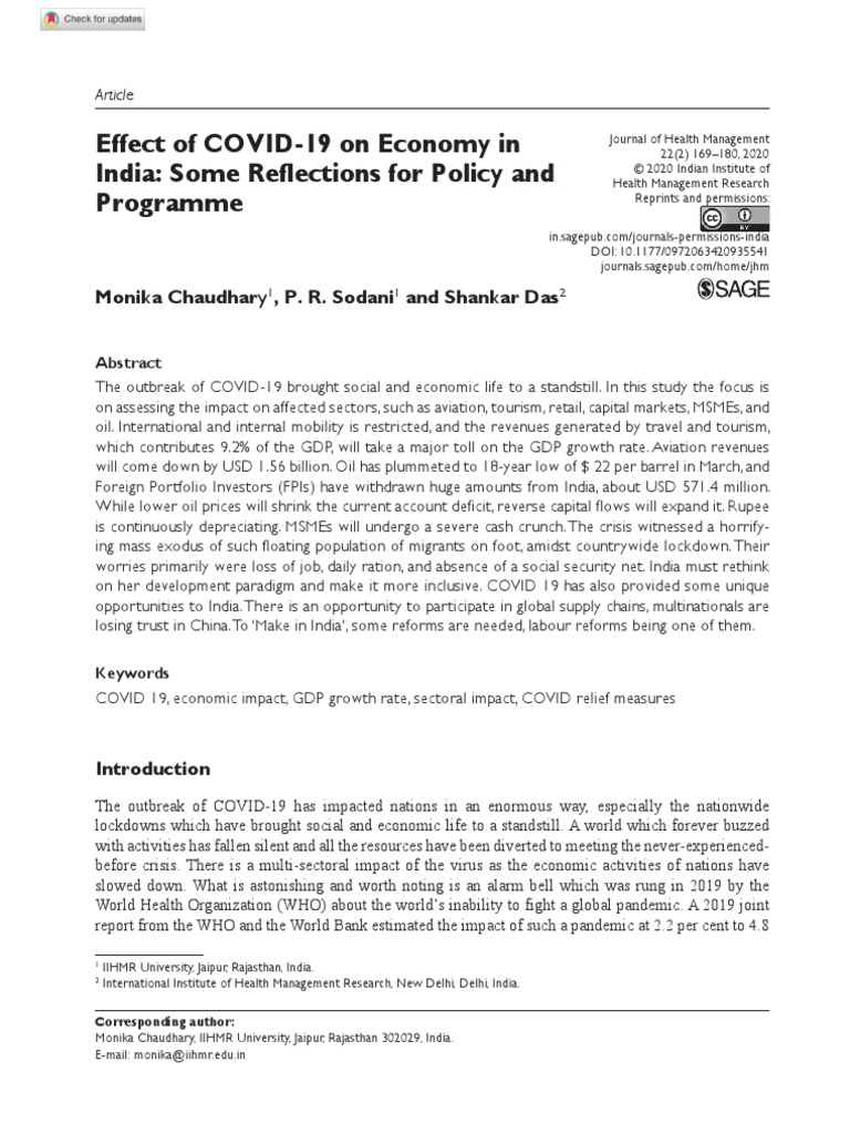 Effect of COVID-19 On Economy PDF | PDF | Fiscal Policy | Economic Growth