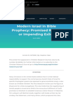 Modern Israel in Bible Prophecy: Promised Return or Impending Exile?