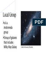 Local Group: A.K.A. Andromeda Group Group of Galaxies That Includes Milky Way Galaxy