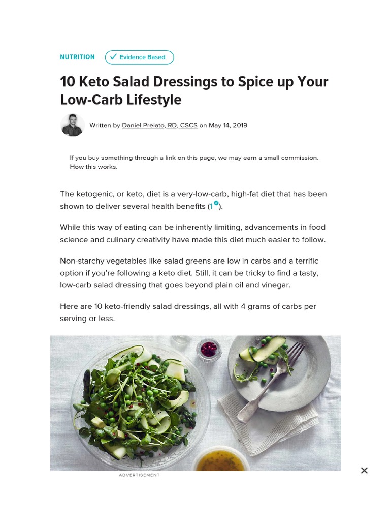 10 LowCarb, KetoFriendly Salad Dressings PDF Vinegar Pickled
