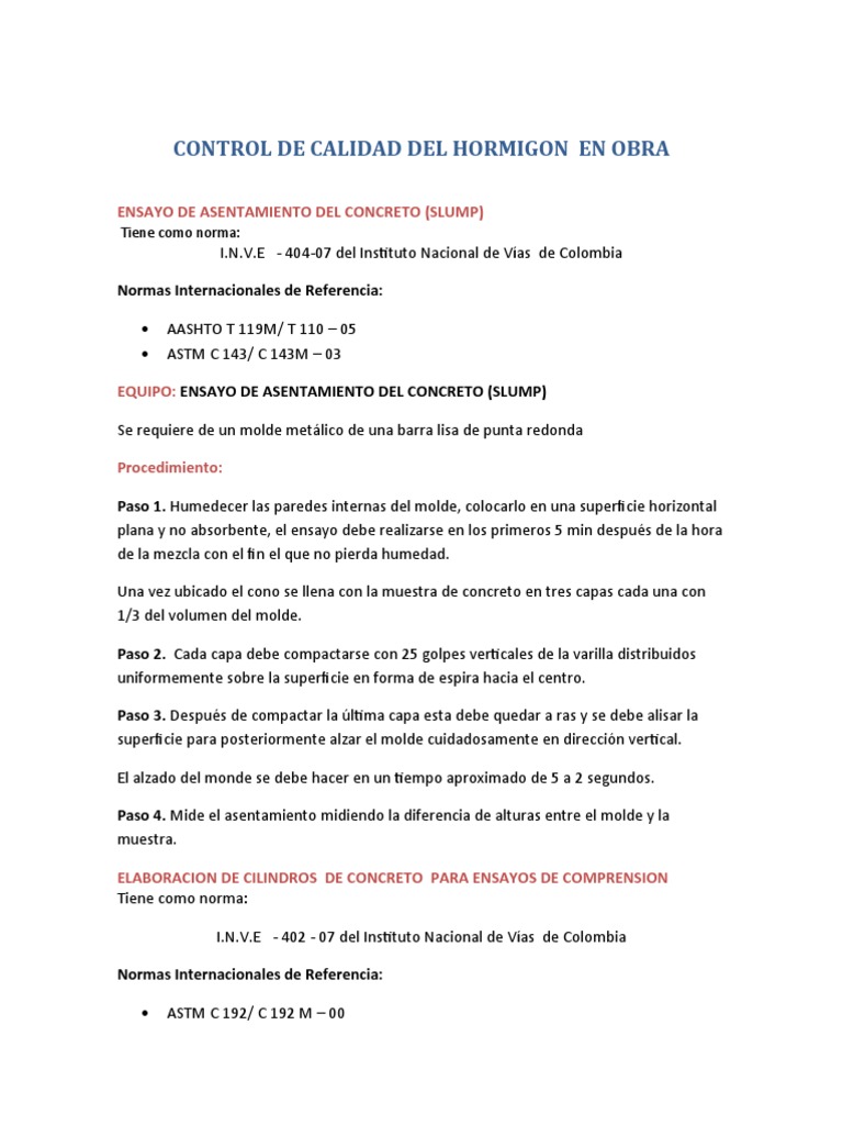 Control de Calidad Del Hormigon en Obra | PDF | Hormigón | Naturaleza