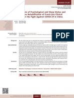 Analysis of Psychological and Sleep Status and Exercise Rehabilitation of Front-Line Clinical Staff in the Fight Against COVID-19 in China