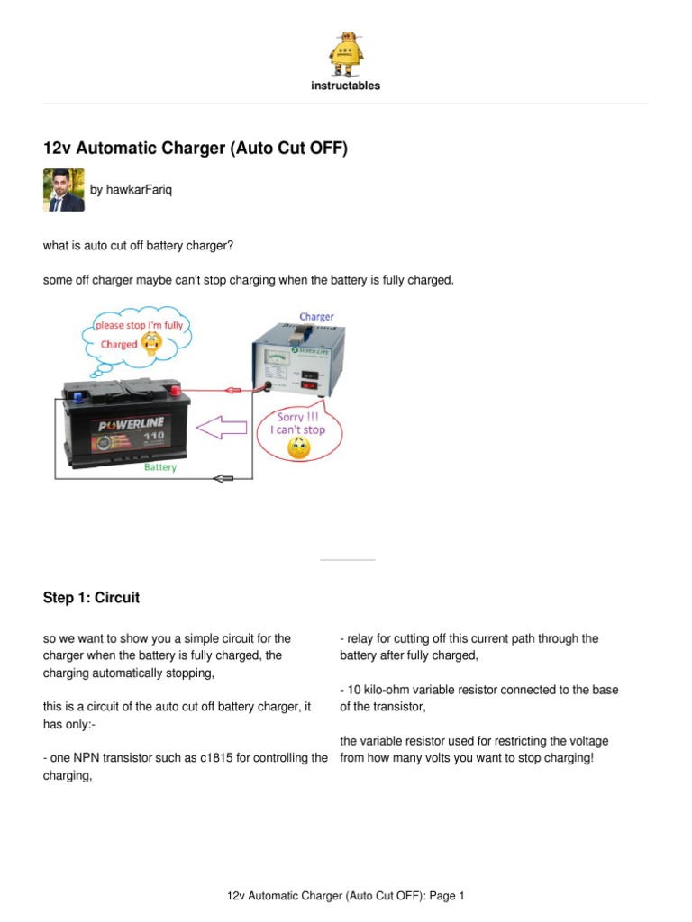 12V Auto Cut Off Charger Circuit Guide | PDF