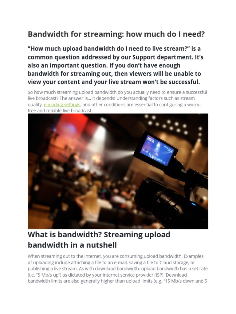 Live Streaming Bandwidth Guide | PDF | Streaming Media | Bit Rate