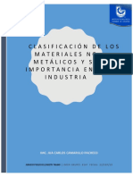 Resumen. Clasificación de Materiales y Su Importancia en La Industria