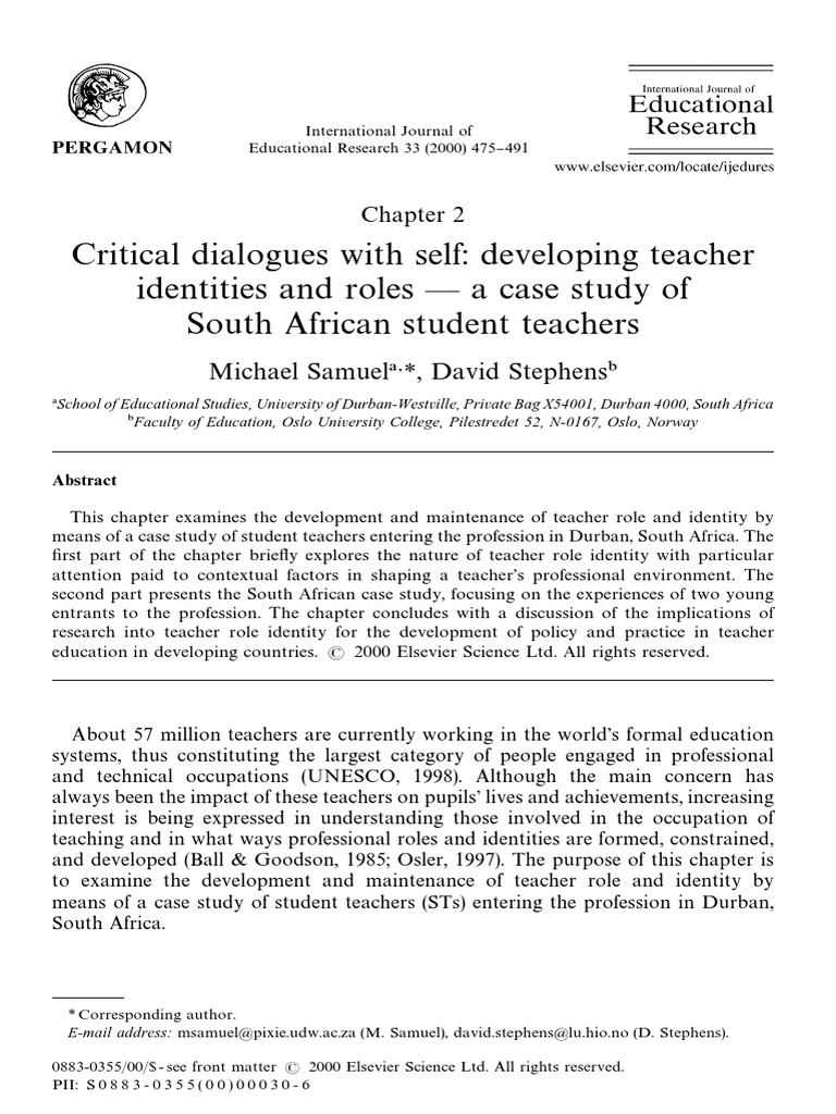 Critical Self Student Teacher PDF Identity Social Science