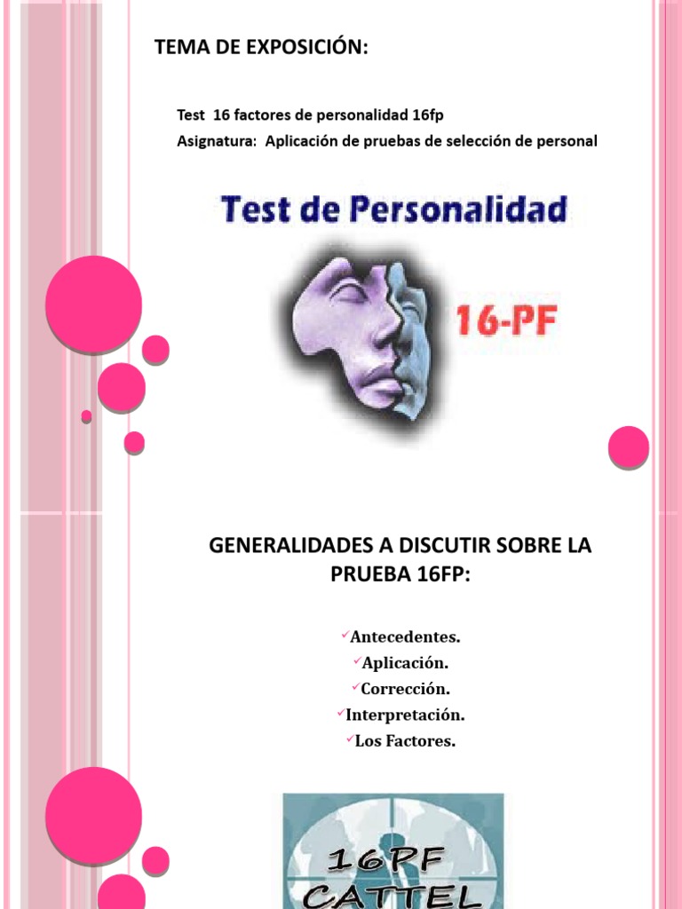 Test de Personalidad 16 FP de Cattell | PDF | Cuestionario | Inteligencia