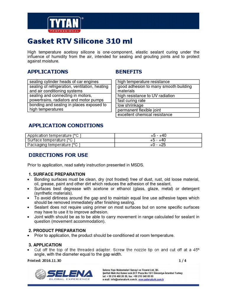 High-Temperature RTV Silicone Guide | PDF | Silicone | Building Materials