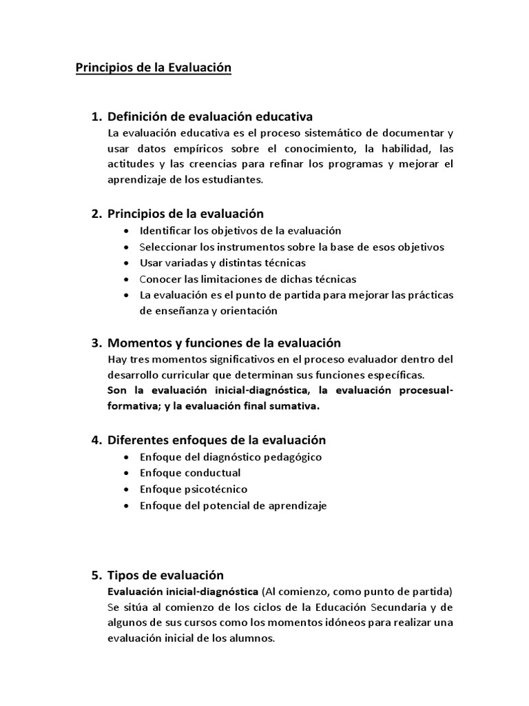 Principios de Evaluación Educativa | PDF | Evaluación | Aprendizaje