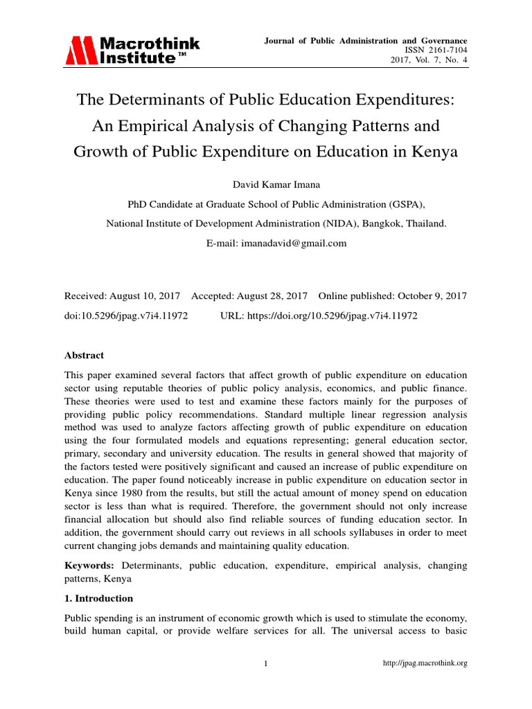 The Determinants of Public Education Expenditures | PDF | Fiscal Policy ...