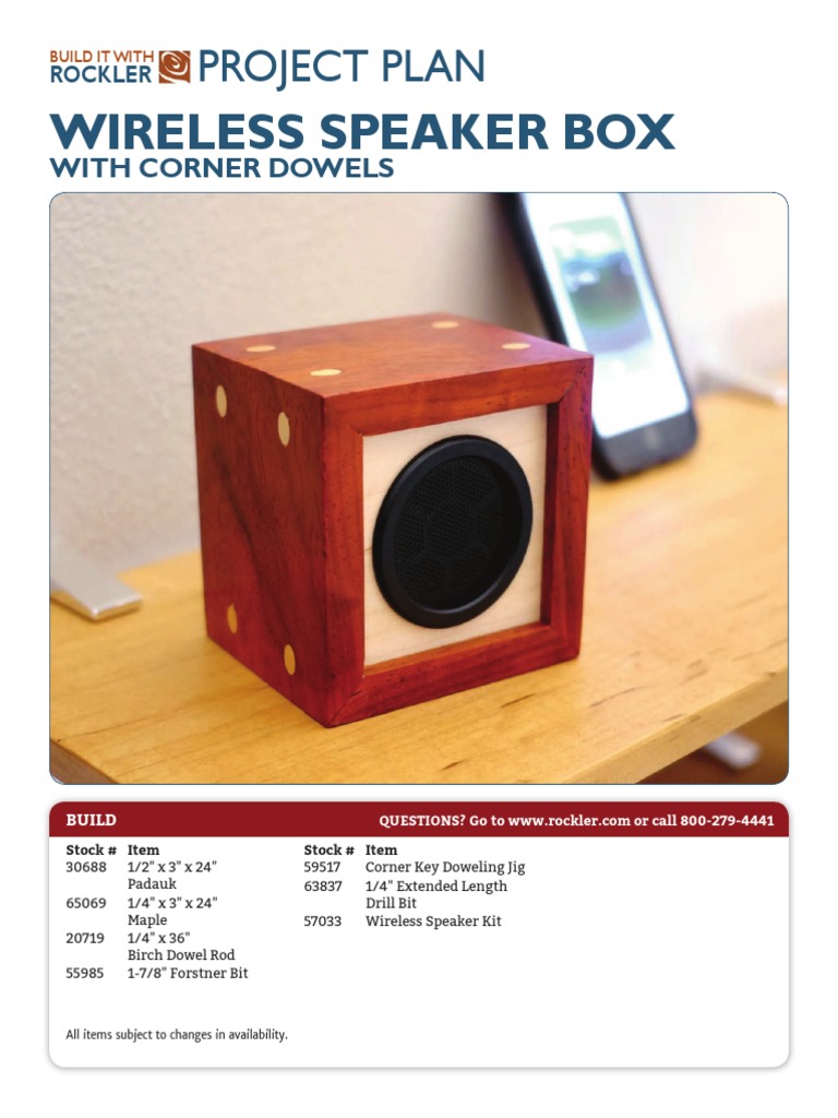 Wireless Speaker Box Project Plan PDF Woodworking Manufactured Goods