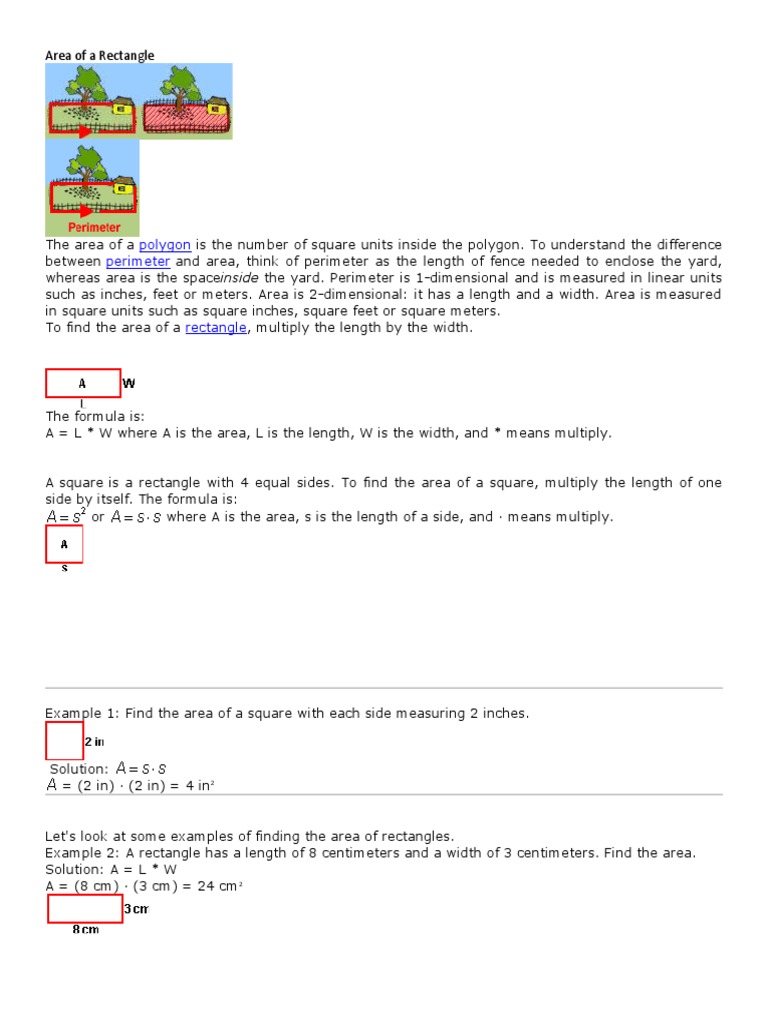Polygon Perimeter: Area of A Rectangle | PDF