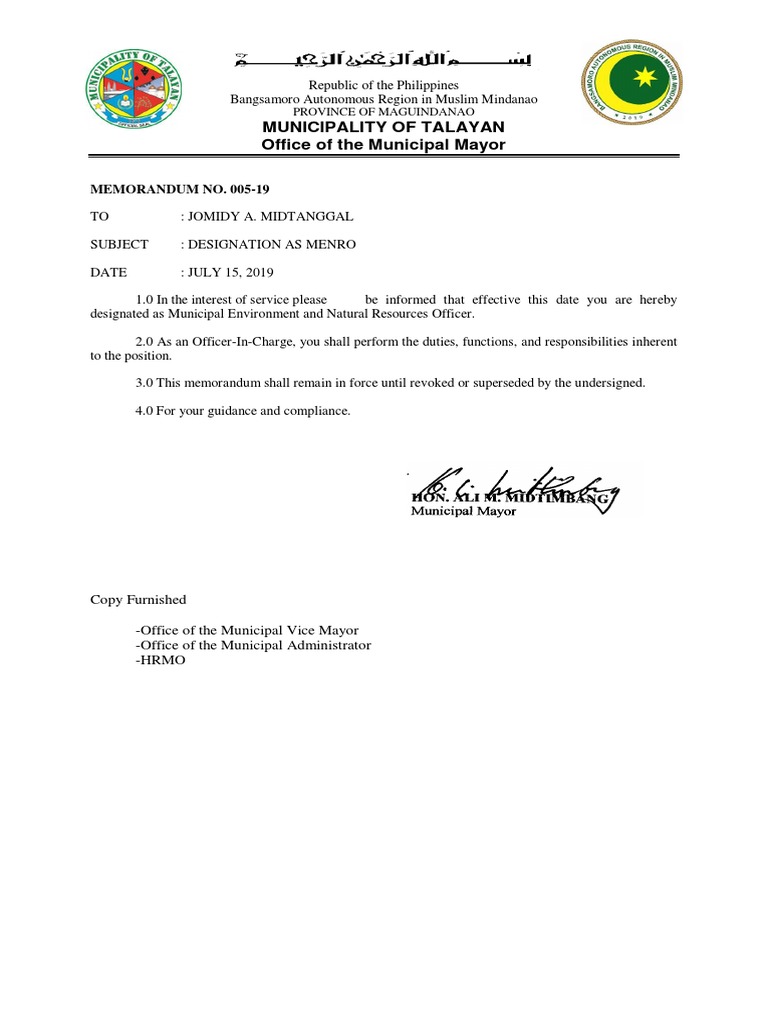 MENRO Designation Memorandum | PDF