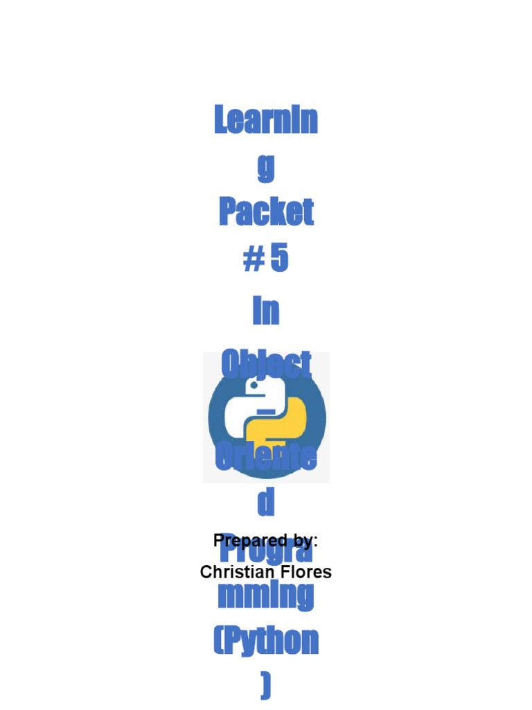 Learnin G Packet # 5 in Object - Oriente D Progra Mming (Python) | PDF ...