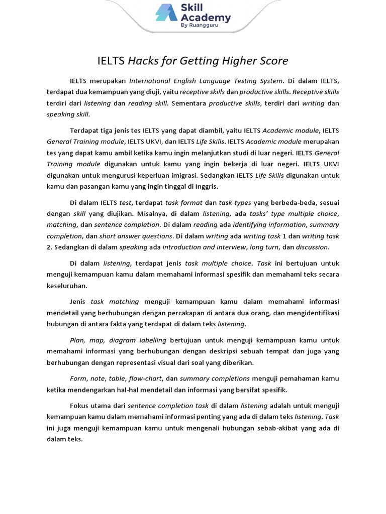 Strategi Jitu Raih Skor Tinggi IELTS | PDF | Karier & Perkembangan ...